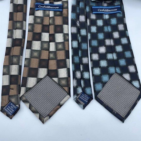 Croft & Barrow‎ Men's Brown and Blue Neck Tie Lot 2 Ties Total One Size - Picture 3 of 3